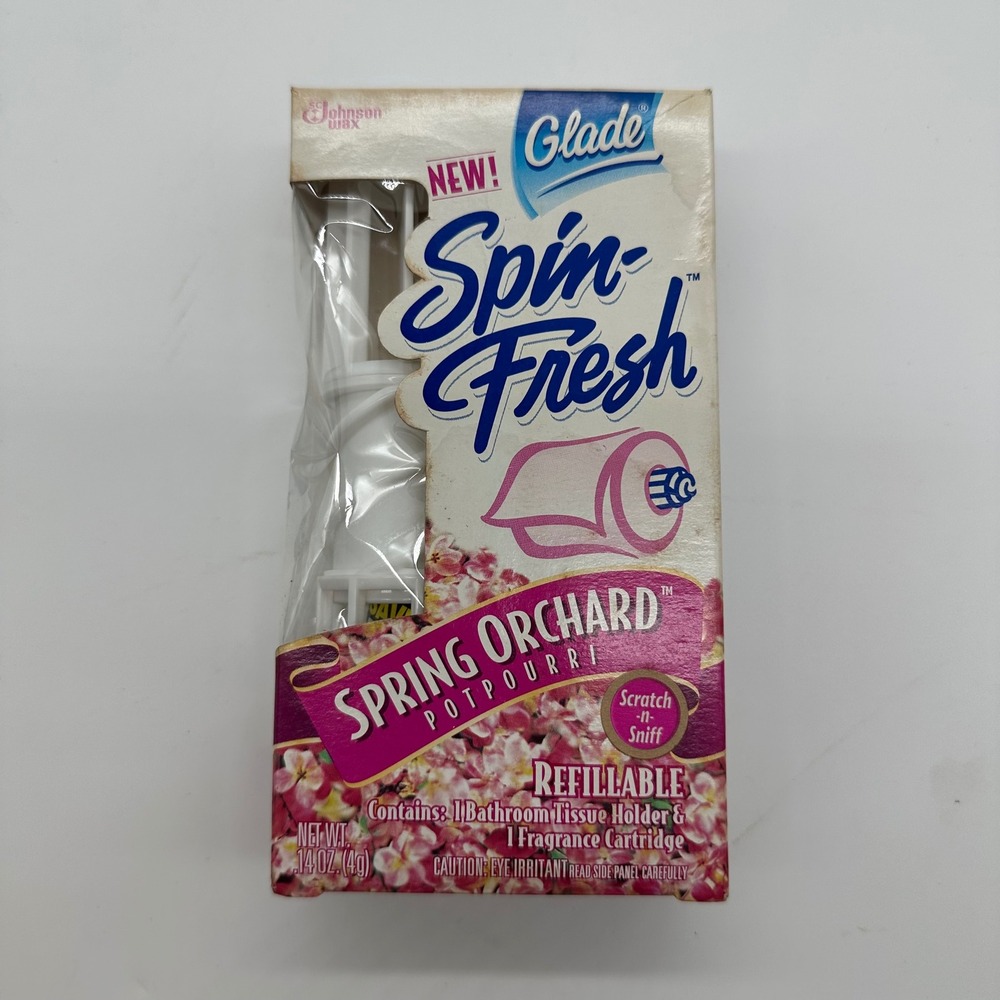1 NOS Vintage Glade Spin Fresh Bathroom Tissue Holder Spring Orchard Refillable